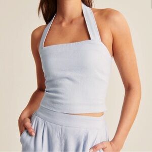 Abercrombie and Fitch Wide Strap Halter Linen-Blend